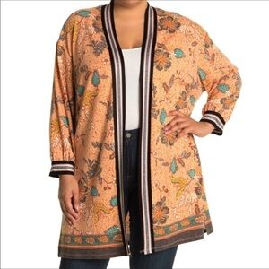 Daniel Rainn Floral Stripe Cardigan Sweater Kimono